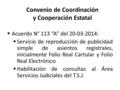 Convenio de Coordinación y Cooperación Estatal  Acuerdo N° 113 “A” del 20-03-2014:  Servicio de reproducción de publicidad simple de asientos registrales,
