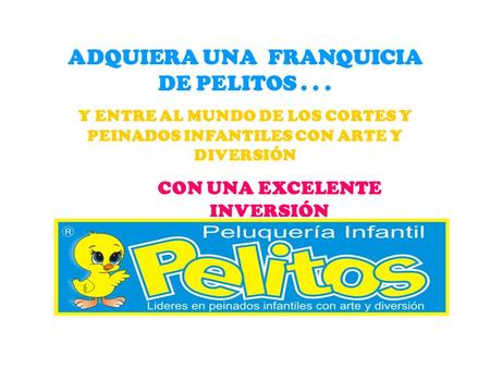 ADQUIERA UNA FRANQUICIA DE PELITOS... Y ENTRE AL MUNDO DE LOS CORTES Y PEINADOS INFANTILES CON ARTE Y DIVERSIÓN CON UNA EXCELENTE INVERSIÓN.