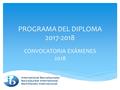 CONVOCATORIA EXÁMENES 2018