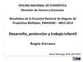 Resultados de la Encuesta Nacional de Hogares de Propósitos Múltiples, ENHOGAR – MICS 2014 Desarrollo, protección y trabajo infantil Ángela Carrasco Santo.