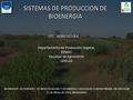 SISTEMAS DE PRODUCCION DE BIOENERGIA GTI AGRICULTURA SISTEMAS DE PRODUCCION DE BIOENERGIA GTI AGRICULTURA Departamento de Producción Vegetal, EEMAC Facultad.