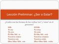 Lección Preliminar: ¿Ser o Estar?
