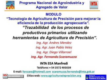 EEA MANFREDI INTA EEA Manfredi Teléfono: + 54 3572 493039