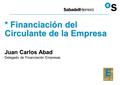 * Financiación del Circulante de la Empresa Juan Carlos Abad Delegado de Financiación Empresas.