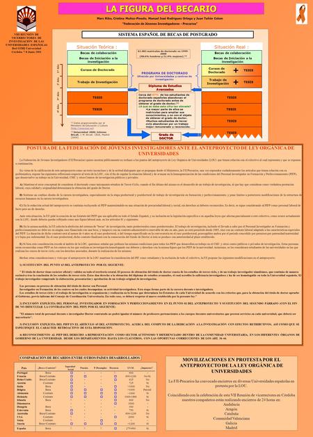 Marc Ribo, Cristina Muñoz-Pinedo, Manuel José Rodriguez Ortega y Juan Tuñón Colom “Federación de Jóvenes Investigadores - Precarios” Diploma de Estudios.
