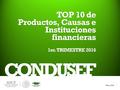 1 CONDUSEF TOP 10 de Productos, Causas e Instituciones financieras 1er. TRIMESTRE 2016.