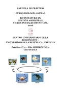 CARTILLA DE PRÁCTICO CURSO BIOLOGÍA ANIMAL LICENCIATURA EN GESTIÓN AMBIENTAL/ CICLOS INICIALES OPTATIVOS. 2016 CENTRO UNIVERSITARIO DE LA REGIÓN ESTE –