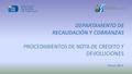 Enero 2013 DEPARTAMENTO DE RECAUDACIÓN Y COBRANZAS PROCEDIMIENTOS DE NOTA DE CREDITO Y DEVOLUCIONES.
