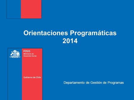 Orientaciones Programáticas 2014 Departamento de Gestión de Programas.