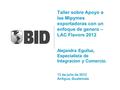 Taller sobre Apoyo a las Mipymes exportadoras con un enfoque de genero – LAC Flavors 2012 Alejandra Eguíluz, Especialista de Integracion y Comercio. 13.