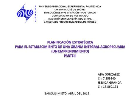 UNIVERSIDAD NACIONAL EXPERIMENTAL POLITÉCNICA “ANTONIO JOSÉ DE SUCRE” DIRECCIÓN DE INVESTIGACIÓN Y POSTGRADO COORDINACIÓN DE POSTGRADO MAESTRÍA EN INGENIERÍA.