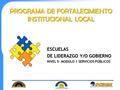 PROGRAMA DE FORTALECIMIENTO INSTITUCIONAL LOCAL ESCUELAS DE LIDERAZGO Y/O GOBIERNO NIVEL 5- MODULO 1 SERVICIOS PÚBLICOS.