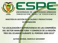 MAESTRÍA EN GESTIÓN DE LA CALIDAD Y PRODUCTIVIDAD XV PROMOCIÓN “LA LOCALIZACIÓN Y SUPERVIVENCIA DE LAS COMPAÑÍAS DEL SECTOR MANUFACTURA Y COMERCIO DE LA.