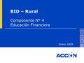 BID – Rural Componente N° 4 Educación Financiera Enero 2009.