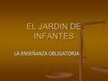 EL JARDIN DE INFANTES LA ENSEÑANZA OBLIGATORIA. LA ESCUELA EN LA COMUNIDAD ASPECTOS ESPACIALES ASPECTOS ESPACIALES CARACTERÍSTICAS DE LA NUEVA SITUACIÓN: