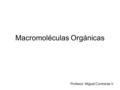 Macromoléculas Orgánicas Profesor: Miguel Contreras V.