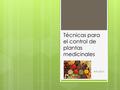 Técnicas para el control de plantas medicinales Año 2015.