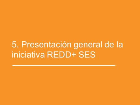 5. Presentación general de la iniciativa REDD+ SES.