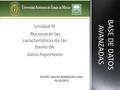 BASE DE DATOS AVANZADAS Unidad III Reconocer las características de las bases de datos hipertexto AUTOR: ARACELI RODRIGUEZ LUNA 02/10/2015.