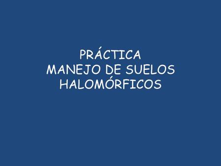 PRÁCTICA MANEJO DE SUELOS HALOMÓRFICOS