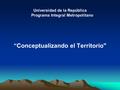 Universidad de la República Programa Integral Metropolitano “Conceptualizando el Territorio