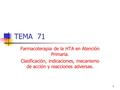 Farmacoterapia de la HTA en Atención Primaria.