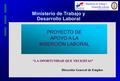 Ministerio de Trabajo y Desarrollo Laboral “LA OPORTUNIDAD QUE NECESITAS” PROYECTO DE APOYO A LA INSERCIÓN LABORAL Dirección General de Empleo.