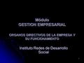 1 Módulo GESTION EMPRESARIAL ORGANOS DIRECTIVOS DE LA EMPRESA Y SU FUNCIONAMIENTO Instituto Redes de Desarrollo Social.