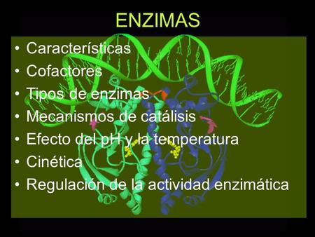 ENZIMAS Características Cofactores Tipos de enzimas