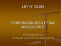 LEY N° 20.084 RESPONSABILIDAD PENAL ADOLESCENTE Presentación de Jueza de Garantía de Antofagasta.