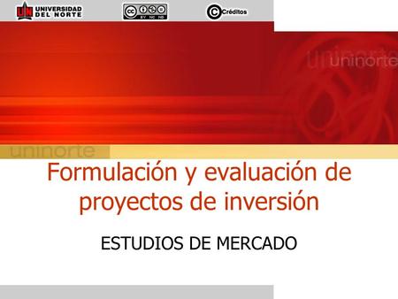 Formulación y evaluación de proyectos de inversión ESTUDIOS DE MERCADO.