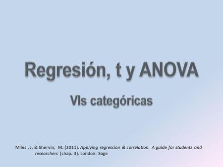 Miles, J. & Shervin, M. (2011). Applying regression & correlation. A guide for students and researchers (chap. 3). London: Sage.