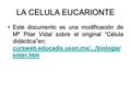 LA CELULA EUCARIONTE Este documento es una modificación de Mª Pilar Vidal sobre el original “Célula didáctica”en: cursweb.educadis.uson.mx/.../biologia/