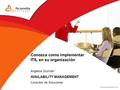 Conozca como implementar ITIL en su organización Angélica Guzmán AVAILABILITY MANAGEMENT Consultor de Soluciones.