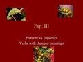 Esp. III Preterite vs Imperfect Verbs with changed meanings.