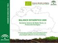 BALANCE ESTADÍSTICO 2009 Secretaría General del Medio Rural y la Producción Ecológica Datos calculados a 31/12/2009, a través de los datos facilitados.