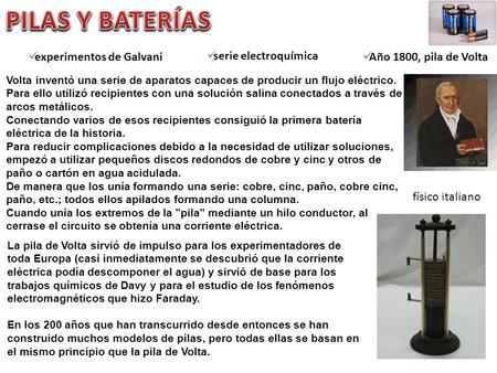 PILAS Y BATERÍAS experimentos de Galvani serie electroquímica