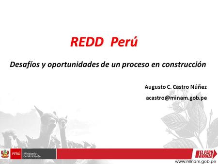 REDD Perú Augusto C. Castro Núñez Desafíos y oportunidades de un proceso en construcción.