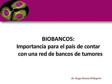 BIOBANCOS: Importancia para el país de contar con una red de bancos de tumores Dr. Hugo Deneo Pellegrini.
