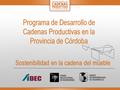 Programa de Desarrollo de Cadenas Productivas en la Provincia de Córdoba Sostenibilidad en la cadena del mueble.