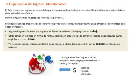 El flujo circular del ingreso es un modelo que sirve para explicar de forma muy simplificada el funcionamiento básico de la actividad económica. Por un.