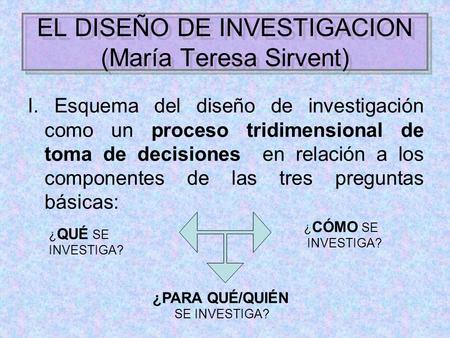 EL DISEÑO DE INVESTIGACION (María Teresa Sirvent)