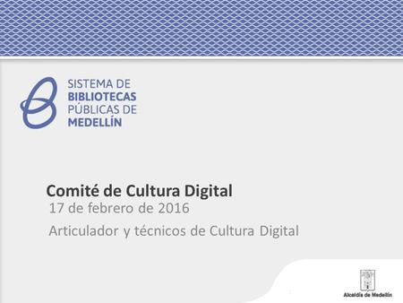 Comité de Cultura Digital 17 de febrero de 2016 Articulador y técnicos de Cultura Digital.