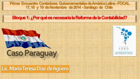 Caso Paraguay Primer Encuentro Contadores Gubernamentales de América Latina - FOCAL 17, 18 y 19 de Noviembre de 2014 - Santiago de Chile Lic. María Teresa.