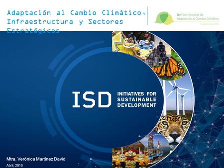 Adaptación al Cambio Climático, Infraestructura y Sectores Estratégicos Mtra. Verónica Martínez David Abril, 2016.