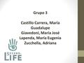 Grupo 3 Castillo Carrera, María Guadalupe Giavedoni, María José Lapenda, María Eugenia Zucchella, Adriana.