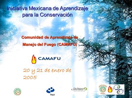 20 y 21 de enero de 2005 Comunidad de Aprendizaje de Manejo del Fuego (CAMAFU) Iniciativa Mexicana de Aprendizaje para la Conservación.