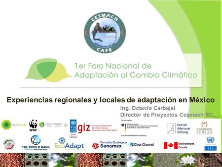 Experiencias regionales y locales de adaptación en México Ing. Octavio Carbajal Director de Proyectos Cesmach SC.
