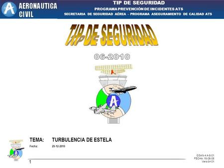 TIP DE SEGURIDAD PROGRAMA PREVENCIÓN DE INCIDENTES ATS SECRETARIA DE SEGURIDAD AÉREA – PROGRAMA ASEGURAMIENTO DE CALIDAD ATS GSAN-4.4-8-01 FECHA: 15-05-08.