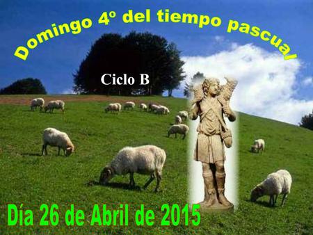 Ciclo B Todos los años en este 4º domingo de Pascua se presenta: la alegoría del Buen Pastor.